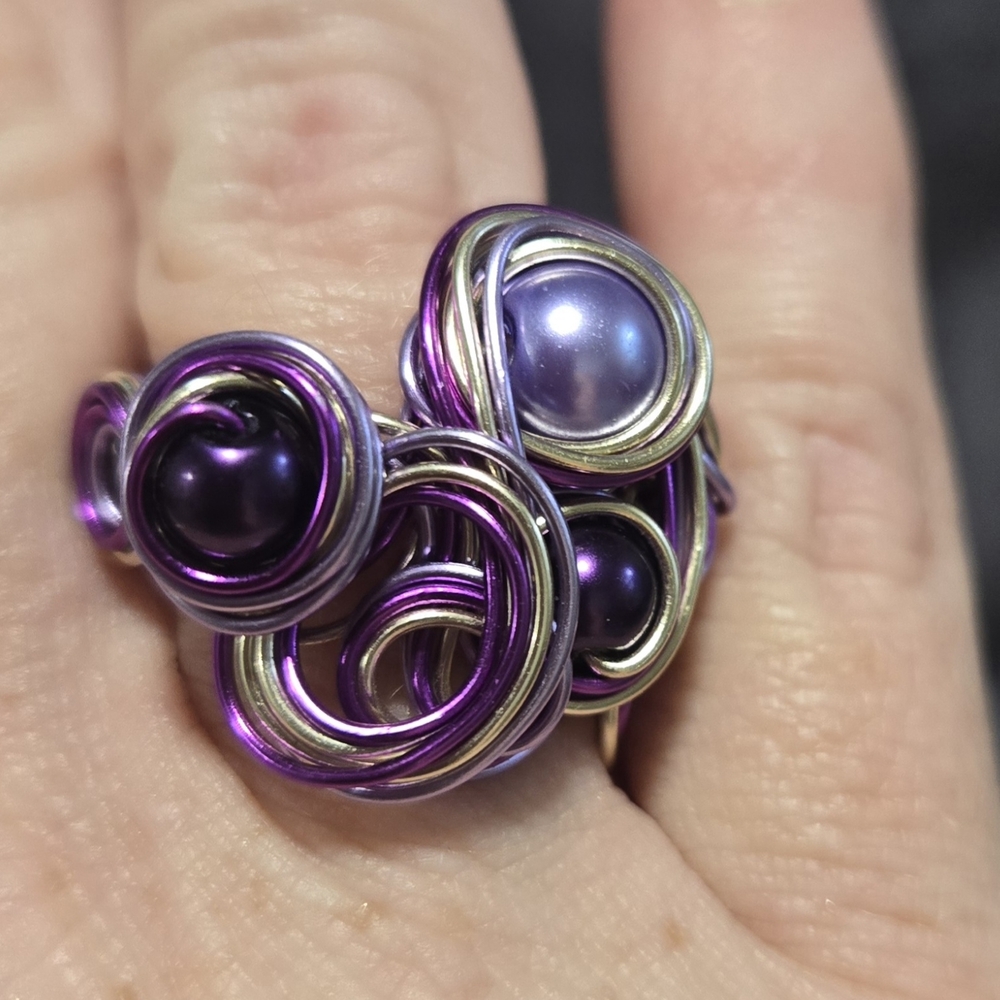 Vibrant Purple Wire Wrapped Ring